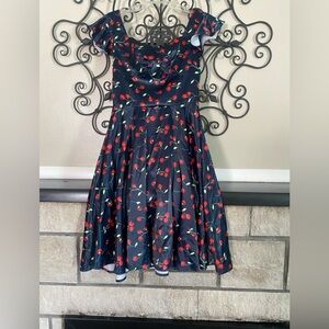 Cherry Print Off-Shoulder Dress